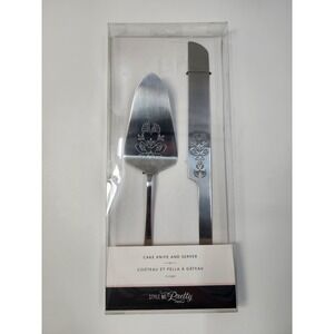 Style Me Pretty Cake Knife and Server Set Silver Etched Floral Wedding 34994 NEW